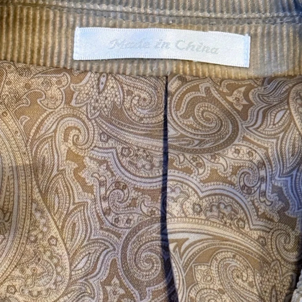Chaps Cotton Corduroy Sport Coat Tan Notch Lapel Paisley Lining 44L